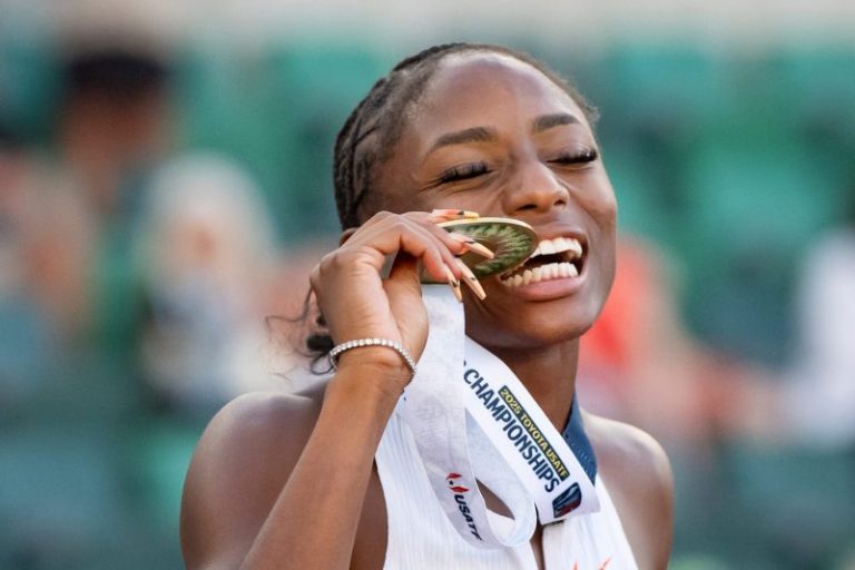 Vashti Cunningham leaps for gold, Melissa Jefferson-Wooden makes statement in 100